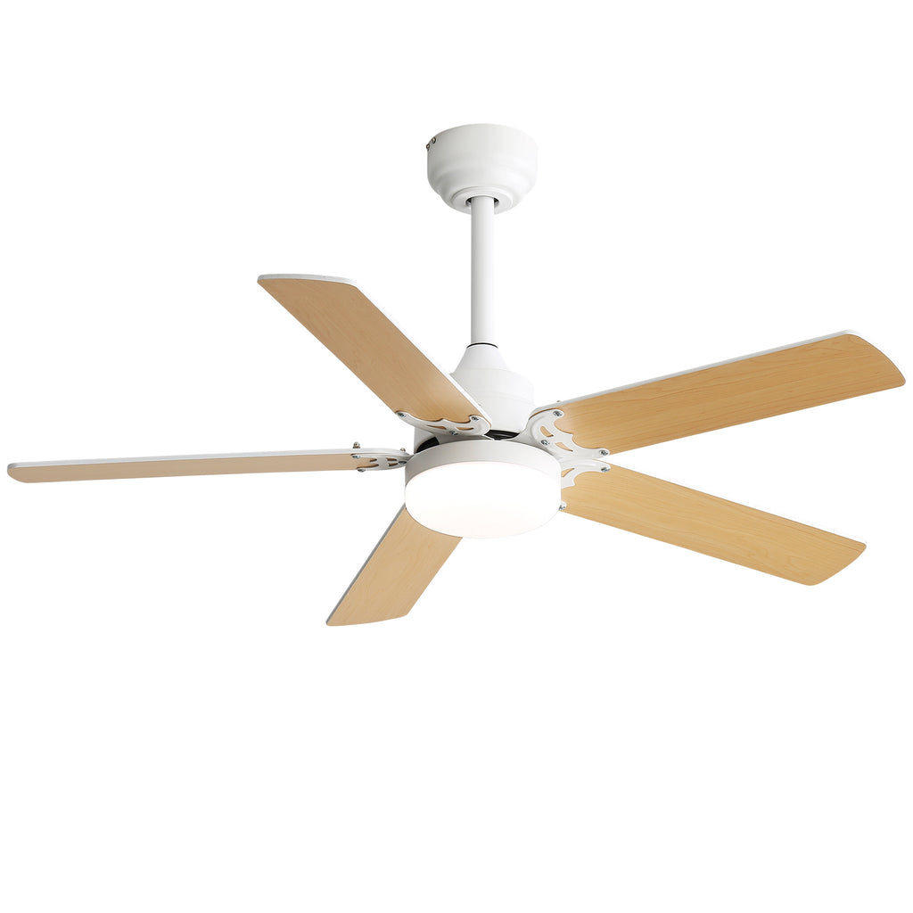 Modern Ceiling Fan with LED Light and Remote Control, White, 42 Inch, MDF Blades