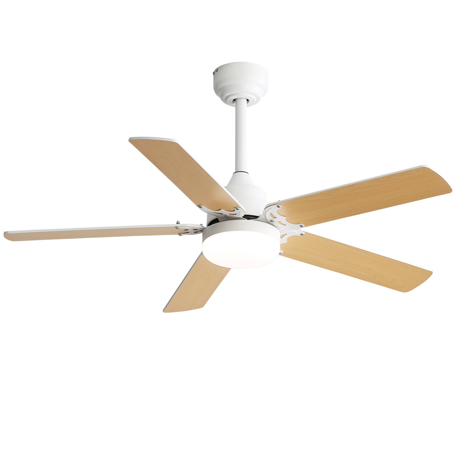 Modern Ceiling Fan with LED Light and Remote Control, White, 42 Inch, MDF Blades