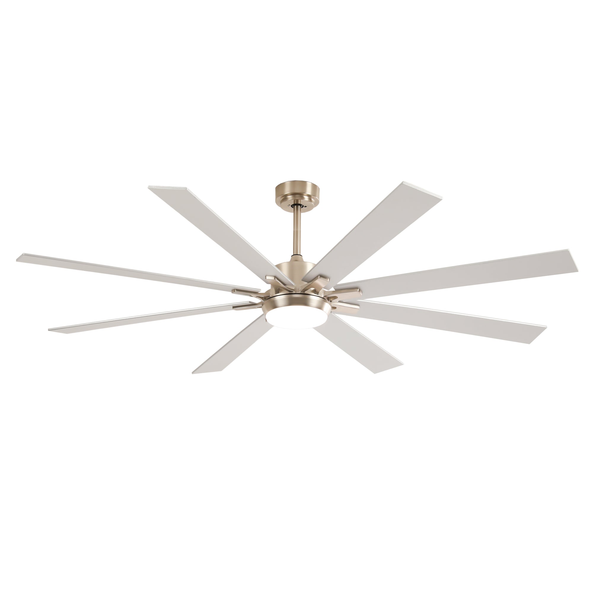 72 Inch  Ceiling Fan With Light Kit 3 Color  Dimmable LED, DC 6 Speed ,8 PCS Plywood Reversible Blades,Remote Control Ceiling Fan  for Patio Living Room, Bedroom, Office,Indoor.(Nickel)