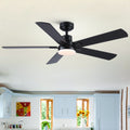 52' Black Low Profile Ceiling Fan with Light