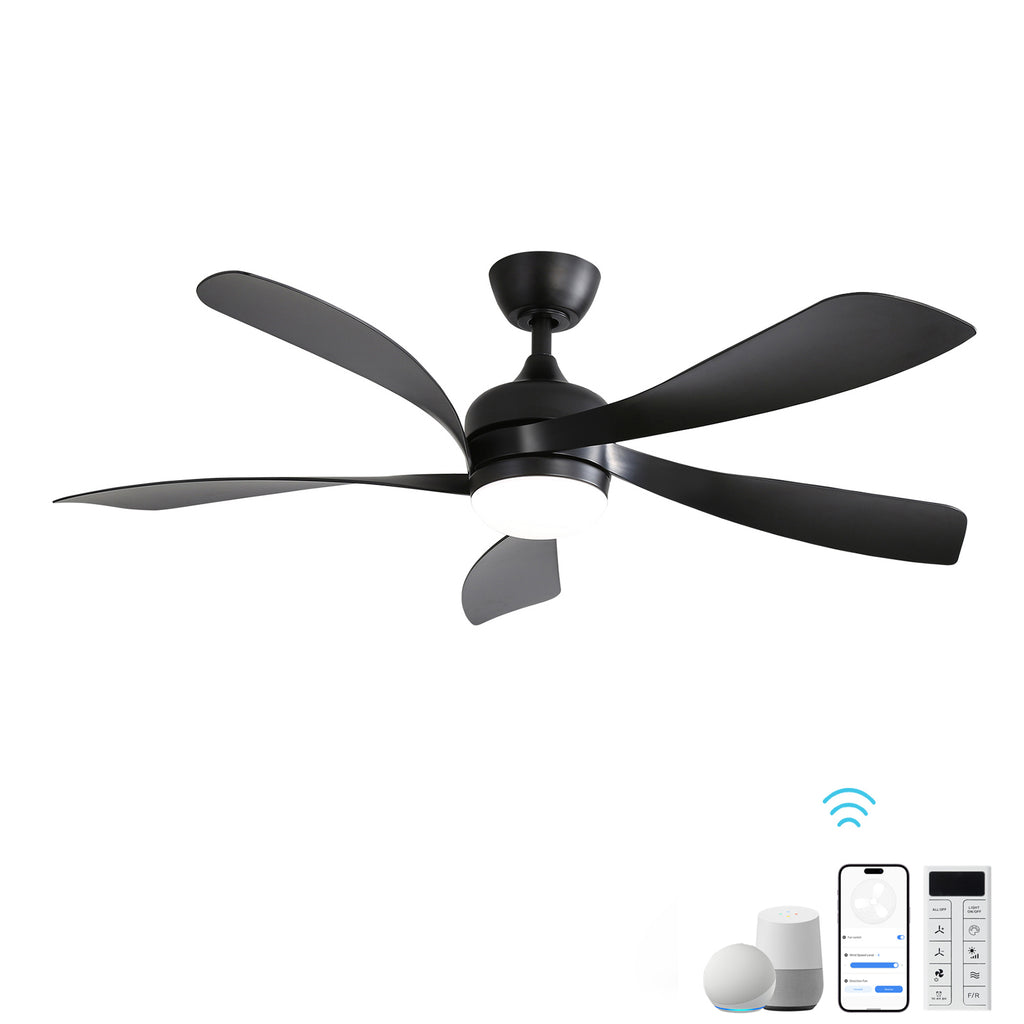 52 Inch Low Profile Ceiling Fan with Lights Remote Control,Quiet DC Motor for Patio Living Room