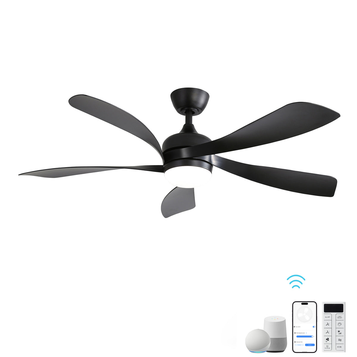 52 Inch Low Profile Ceiling Fan with Lights Remote Control,Quiet DC Motor for Patio Living Room