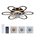 5 PCS Blades Ceiling Fan with Lights Remote Control.APP, 25' Black, 6 Speeds 3 Light Color Low Profile Flush Mount Ceiling Fan for Kitchen Bedroom