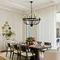 15-Light Chandelier Industrial Iron Candle Chandelier Modern Suspended Farmhouse  Pendant Light Fixtures for Dining Room Bedroom Living Room Kitchen Island Foyer  (NO Include Bulb) Gold + Black