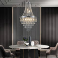 20' Chrome Crystal Chandelier with Adjustable Height, Modern Ceiling Light Fixture for Living Room, Dining Room, Staircase, 11-Light E12 Bulb Base (No Bulbs)