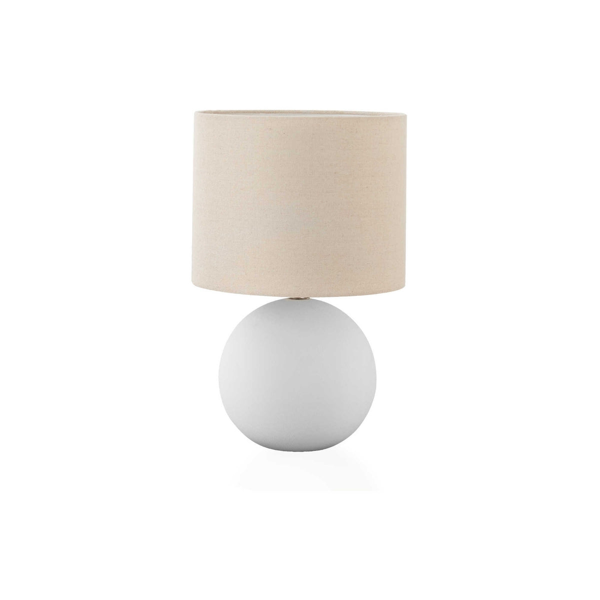 Contemporary Table Lamp, Cream Ceramic Base with Cream Drum Shade, 16' Height, Modern Design for Living Room or Bedroom