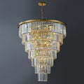 40-Inch Gold Tiered Crystal Tube Chandelier, 30-Light E12 Pendant with 370 Crystal Rods, Mirror-Polished Metal Frame, Adjustable 79' Chain, LED Bulbs Included