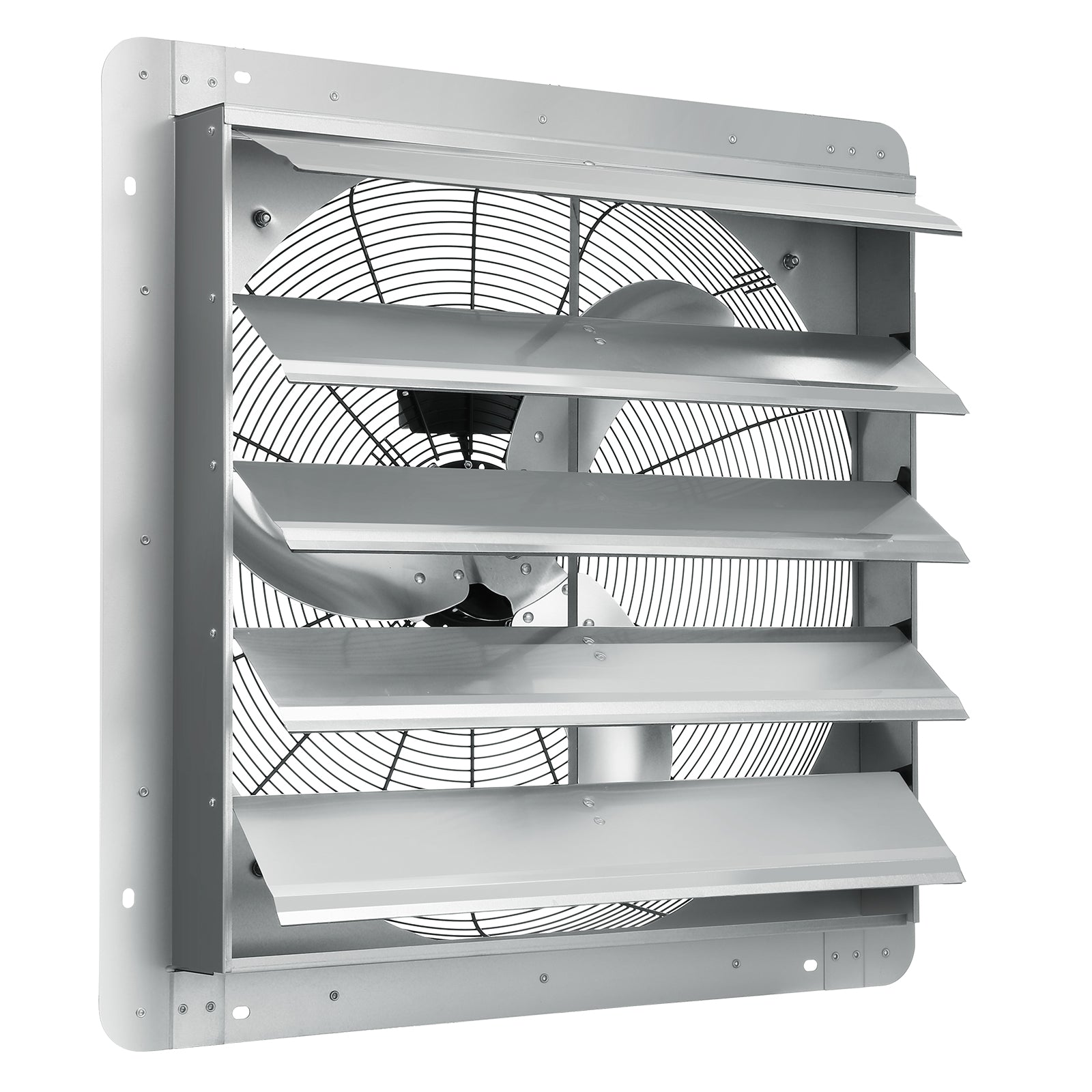 24'' Shutter Exhaust Fan, High-speed 3320 CFM, Aluminum Wall Mount Attic Fan with AC-motor, Ventilation and Cooling for Greenhouses, Garages, Sheds, Shops, FCC