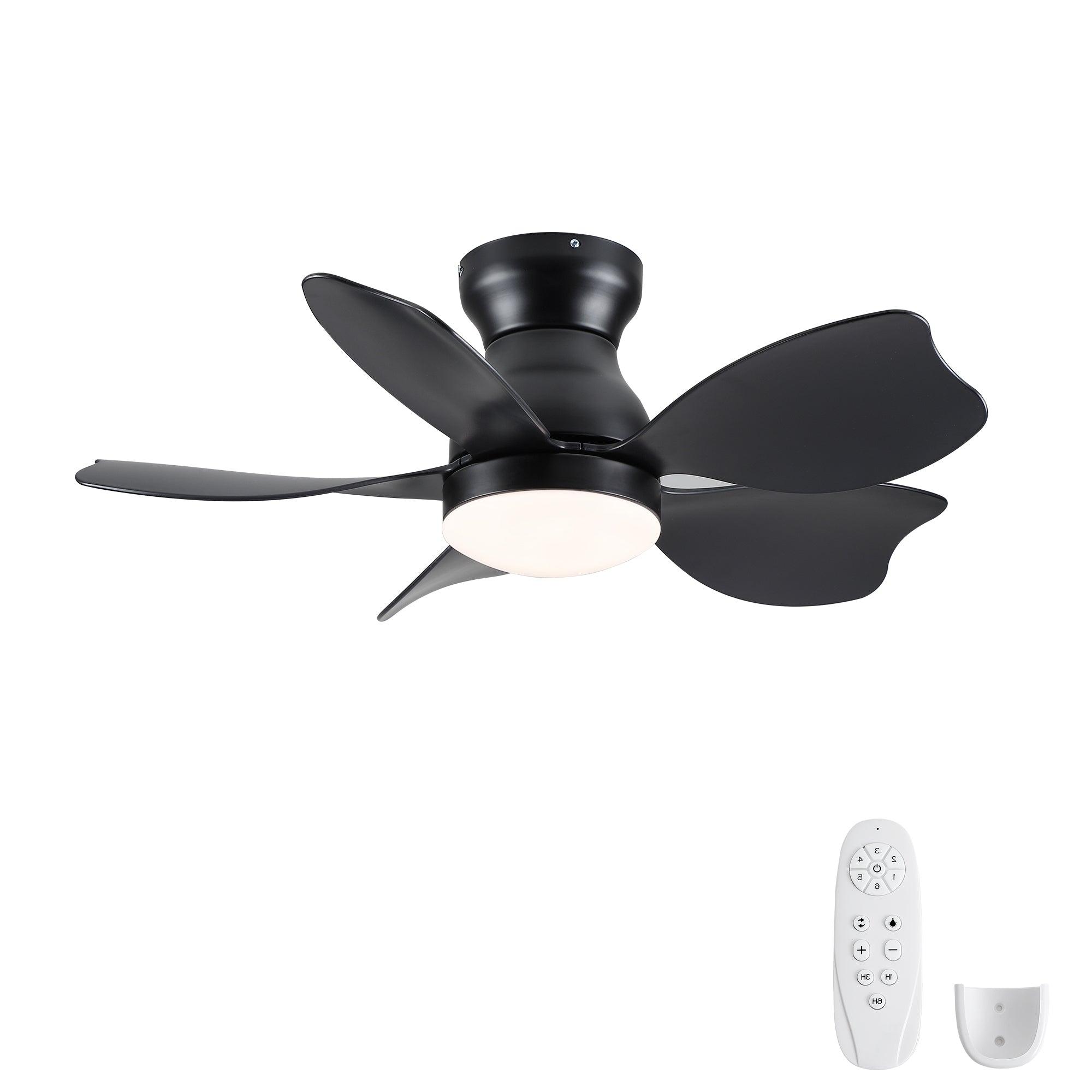 30' Small Kid's Low Profile Flush Mount Ceiling Fan Lighting with Remote Control for Small Children Room