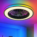 Modern LED Ceiling Light with Fan, RGB Ceiling Fan Lights, infinitely dimmable Light for Living Room, Bedroom, Office, 3000-4500-6000 K (Black & 20' & RGB)
