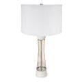 D15x30.2' White and Bronze Marble Table Lamp with Glass Cylinder (Lamp Shade Assembly Required)