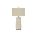 Contemporary Table Lamp, Cream Ceramic with Beige Shade, 31' H, Textured Finish, Acrylic Base