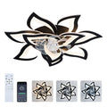 Modern Ceiling Fan with Lights Remote Control, 10 PCS Blades ,32' Black Ceiling Fan with Light, 6 Speeds 3 Light Color Low Profile Flush Mount Ceiling Fan for Kitchen Bedroom