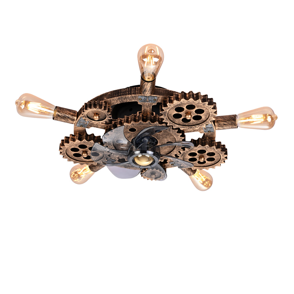 19.6' Farmhouse ceiling fan  light and remote, Industrial Caged Ceiling Fan Light, Retro Ceiling Fan Lights with 7 Blades , Reversible  Motor for Dining Room Living Room Bed--NOT Included Bulbs