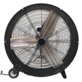 30in. High Velocity Drum Fan, 2 speed, Heavy-duty Metal Construction, Pure Copper Wiring Motor, Powerful Airflow, Aluminum blades, Black Powder Finish,  For Warehouse, Workshop, Factory and Garage
