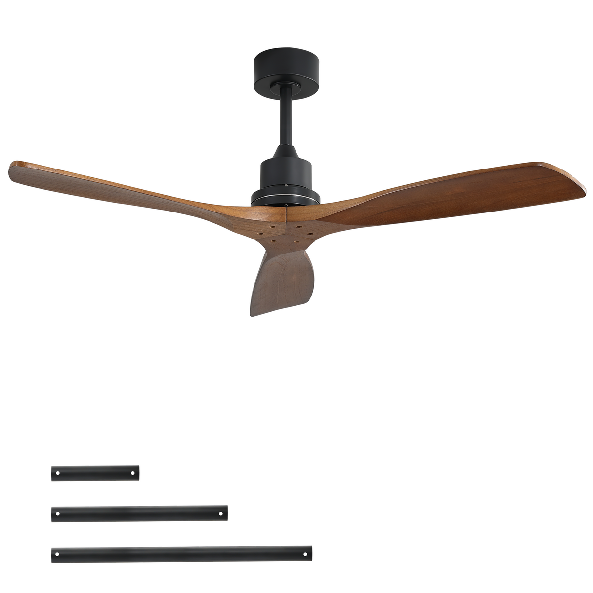 52inch Outdoor Farmhouse Ceiling Fan No Light, with Remote Control Solid Wood Fan Blade Reversible Motor