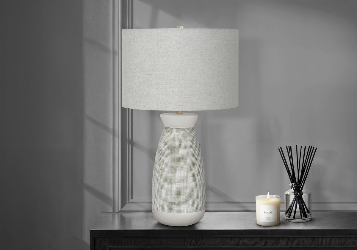Lighting, 27'h, Table Lamp, Grey Ceramic, Grey Shade, Contemporary
