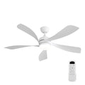 52 Inch Modern Led Ceiling Fan With 3 Color Dimmable 5 ABS Blades Remote Control Reversible DC Motor White For Bedroom