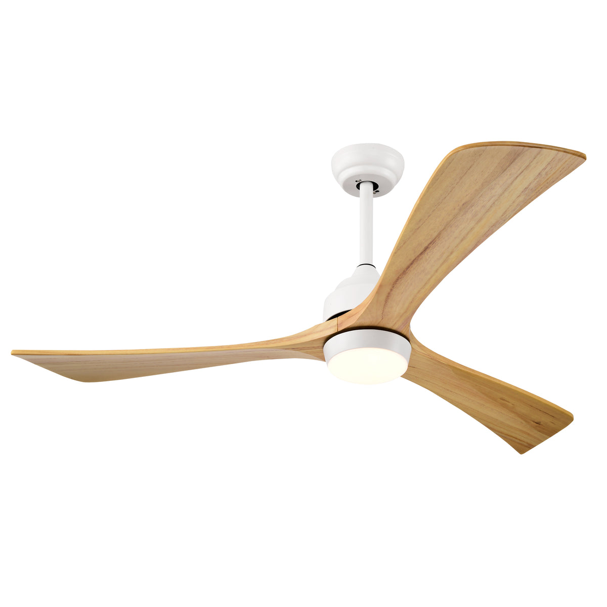 52' Solid Wood Blades Ceiling Fan with Lights Remote Control,Quiet DC Motor 3 Blade Ceiling Fans 6 Speed Levels,Reversible Ceiling Fan, for Patio Living Room, Bedroom, Office,Indoor.(White +Natural)