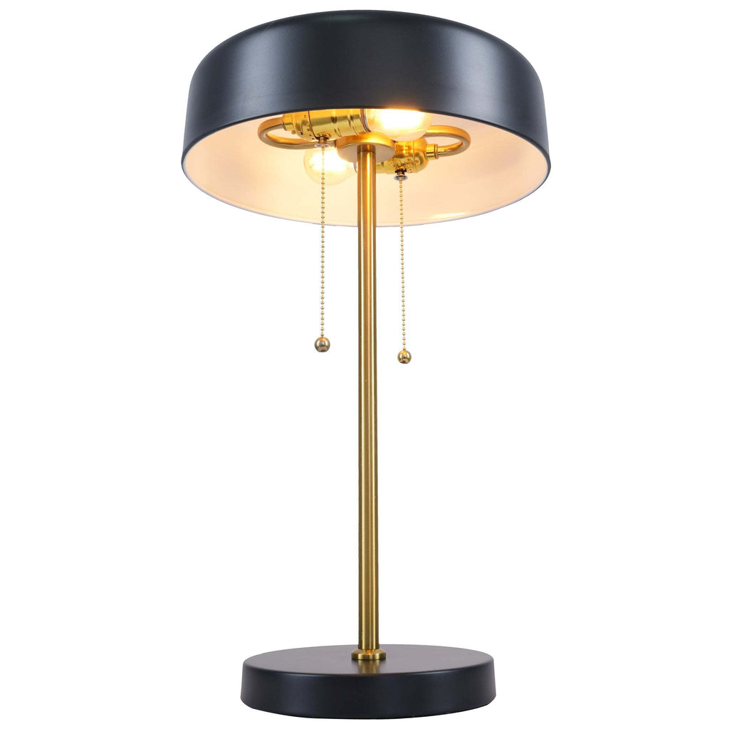Obni Nordic Home Creative Romantic Warm Desk Bedside Table Lamp, Black Metal with White Inner Shade, 20-inch