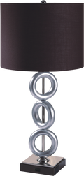 ONE PAIR OF 29'H SILVER 3-RING WITH OUTLET TABLE LAMP (2PC/CTN)