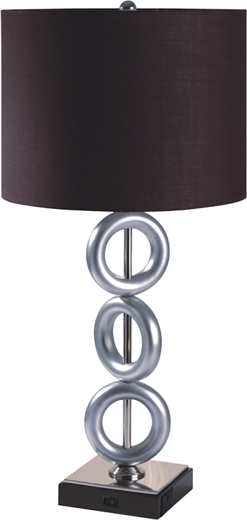 ONE PAIR OF 29'H SILVER 3-RING WITH OUTLET TABLE LAMP (2PC/CTN)
