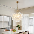 20-Inch Gold Pendant Light Chandelier with Threaded Clear Glass Globe Shade – Adjustable Height, Ideal for Living Room, Dining Room, Kitchen (No Bulbs)