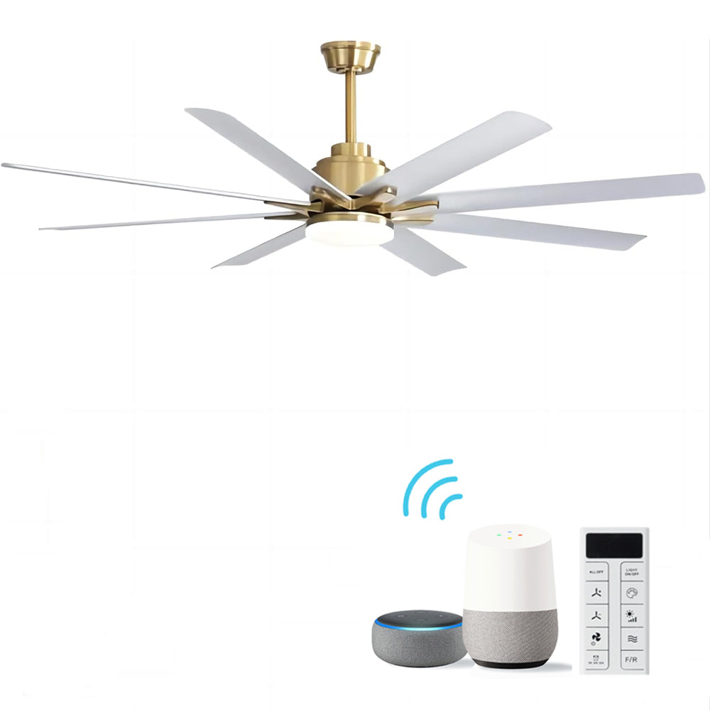 66 Inch Modern Smart Ceiling Fan With Dimmable Led Light 8 ABS Blades Remote Control Reversible DC Motor For Home Office