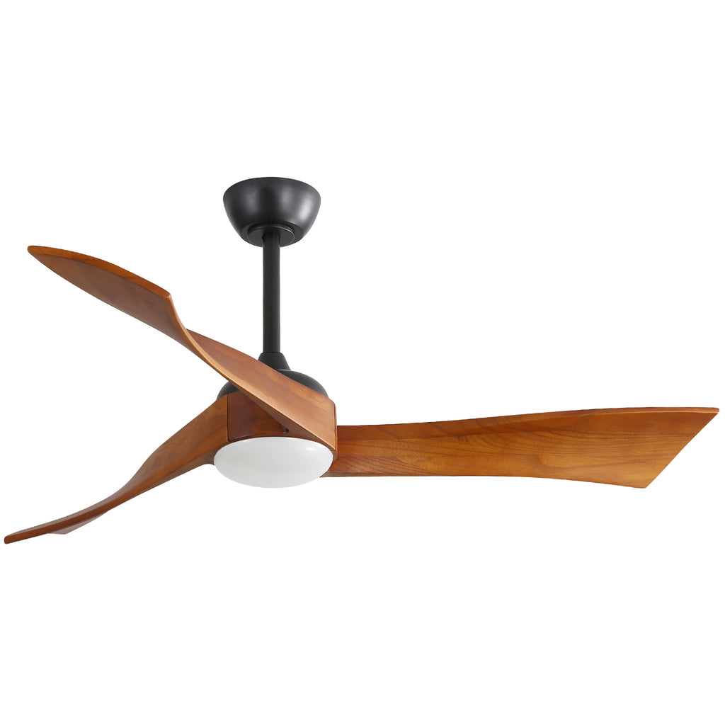 52 Inch Modern Wood Ceiling Fan with Black Finish and Reversible DC Motor