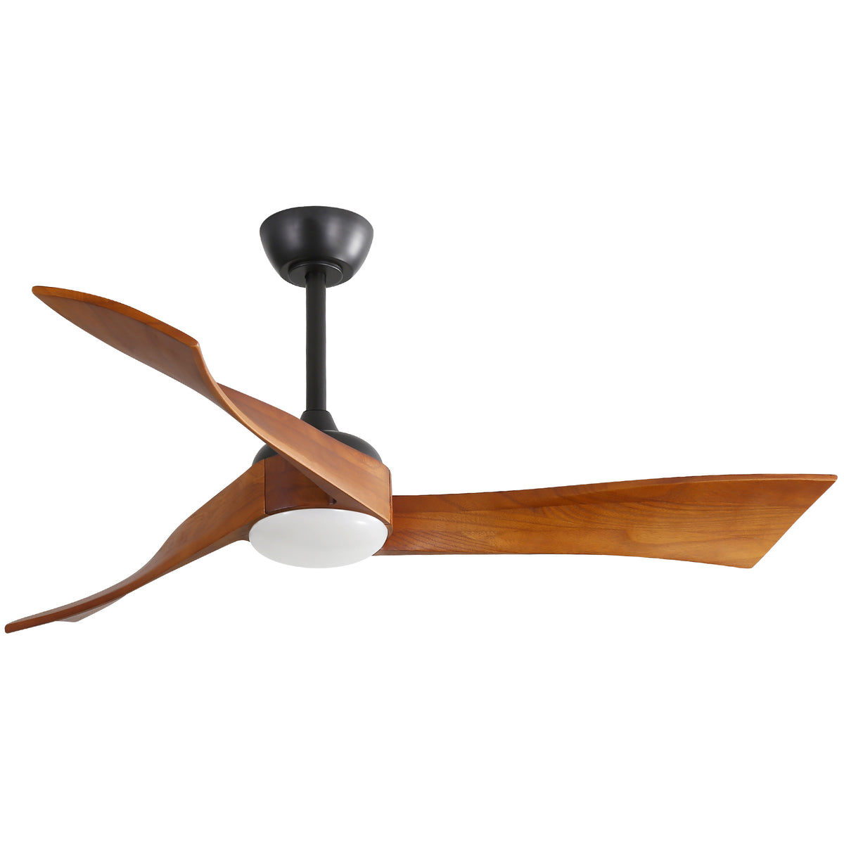 52 Inch Modern Wood Ceiling Fan with Black Finish and Reversible DC Motor