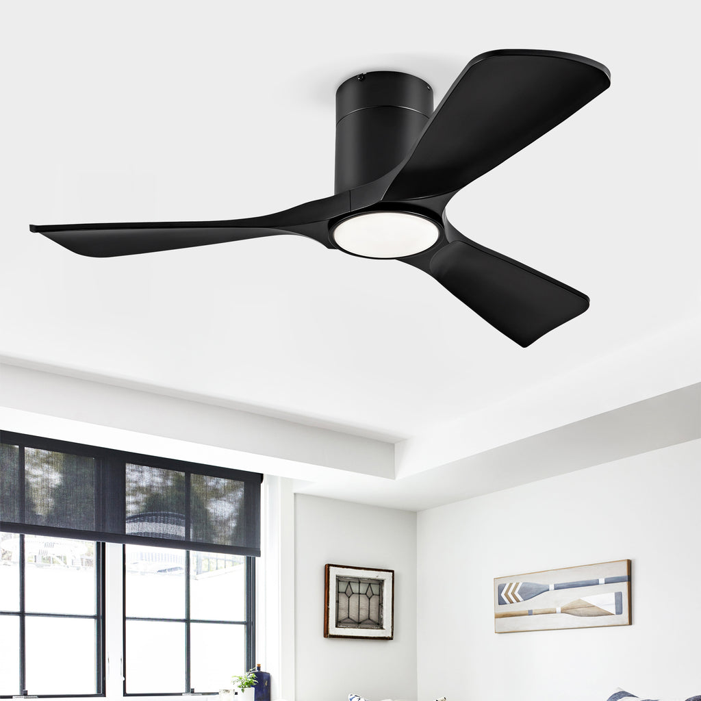 Ceiling Fan with Lights 42 Inch Flush Mount Ceiling Fan with Remote Control, ABS Blades Modern Outdoor Ceiling Fans for Bedroom/Farmhouse/Patio/Indoor, Quiet DC Motor