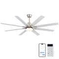 52-Inch Smart Ceiling Fan With Lights,6 Wind Speed,With 8 Black ABS Blades,Voice Remote,Fan For Bedroom,Living Room,Patio,Kitchen,etc