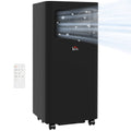 HOMCOM 8000 BTU Portable Air Conditioner for Rooms Up to 345 Sq. Ft., 3-in-1 AC Unit with Dehumidifier, Cooling Fan, Sleep, Remote, 24H Timer On/Off, Window Installation Kit, Black