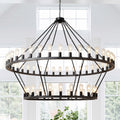 59.06 Inch Matte Black Wagon Wheel Chandelier 54-Lights(No Bulbs)