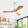 42 Inch Modern Ceiling Fan With 3 Color Dimmable 3 Solide Wood Blades Remote Control Reversible DC Motor With Led Light