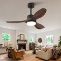 42 Inch Modern Black Ceiling Fan With Light 3 ABS  Blades Remote Control Reversible DC Motor With Dimmable LED