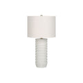 Transitional Table Lamp, 28' H, Cream Resin Base with Ivory/Cream Shade, Textured Cylinder Design