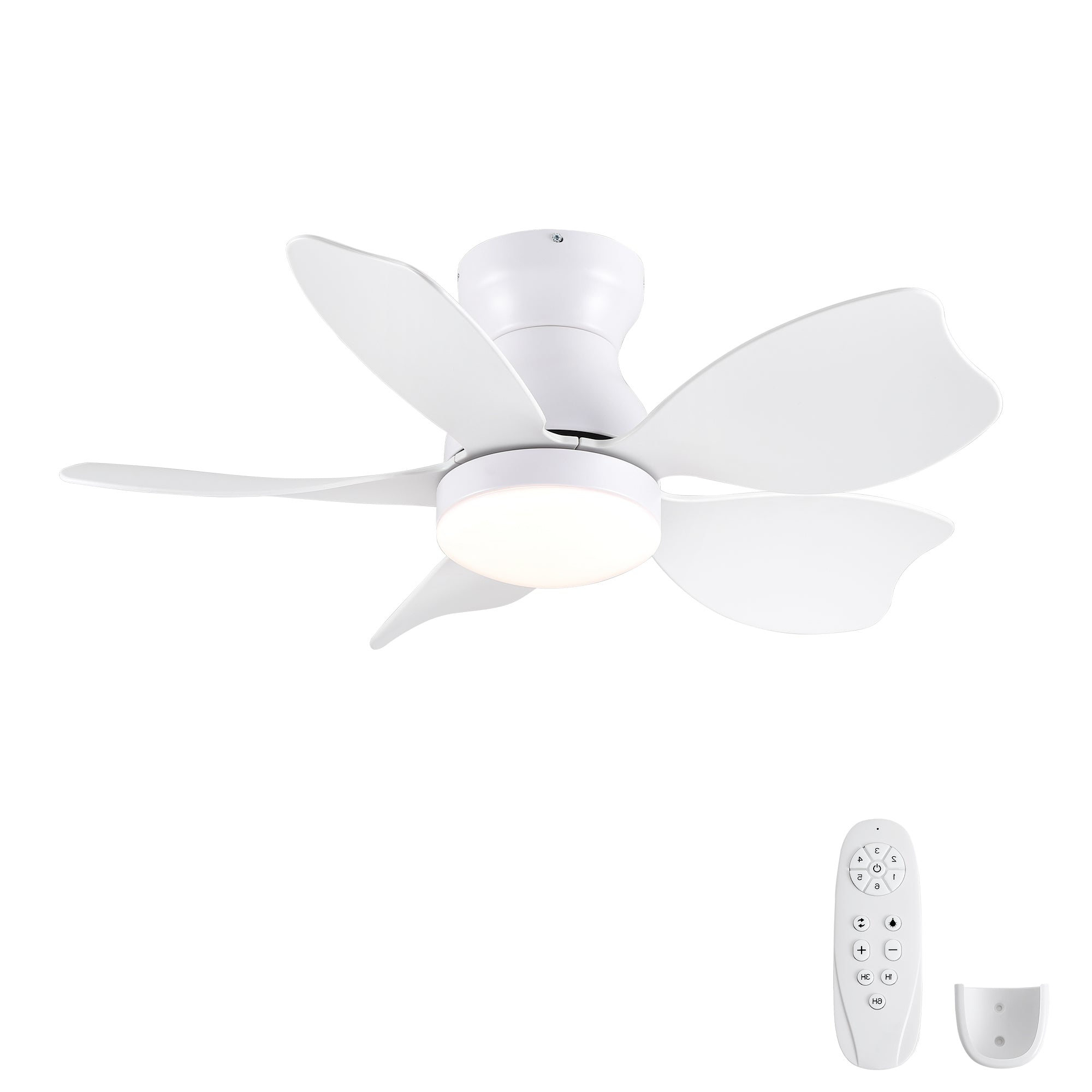 30 Inch Low Profile Flush Mount Ceiling Fan with Light, Ultra Quiet DC Motor, Reversible 6 Speed, 3 Color Dimmable LED, Remote Control & Timer, Modern Ceiling Fan for Bedroom Kids Room Small Space