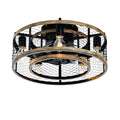 20'' Cage Ceiling Fan With Remote Control ,Quiet  Motor Fan Light ,, Indoor Iron Chandelier Ceiling Fan For Bedroom, Living room, Dinning Room, Kids Room--Matte Black (bulbs not included.)