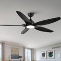 60 In Integrated LED Ceiling Fan Lighting with Black ABS Blade