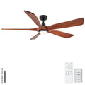 60' Vintage Mahogany Solid Wood Ceiling Fan with Light and Remote Control, Noiseless, Dimmable, 3CCT, 6 Speeds Reversible, Quiet DC Ceiling Fans for Indoor or Covered Outdoor Use, ETL Listed