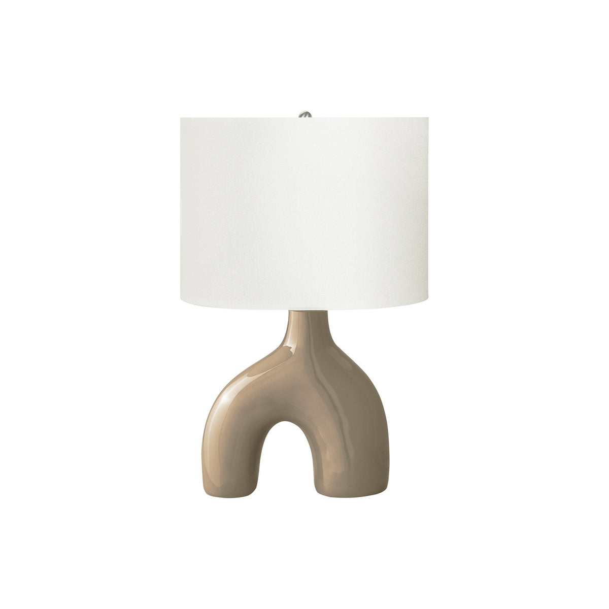Contemporary Table Lamp, 25'H Brown Ceramic with Ivory Shade, Modern Design for Living Room or Bedroom