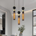 Modern Black Wrought Iron Pendant Light (for Kitchen Island), Adjustable Cord Pendant Fixture, Hanging Lighting Over Kitchen Island, Indoor Chandelier for Bedroom & Bathroom
