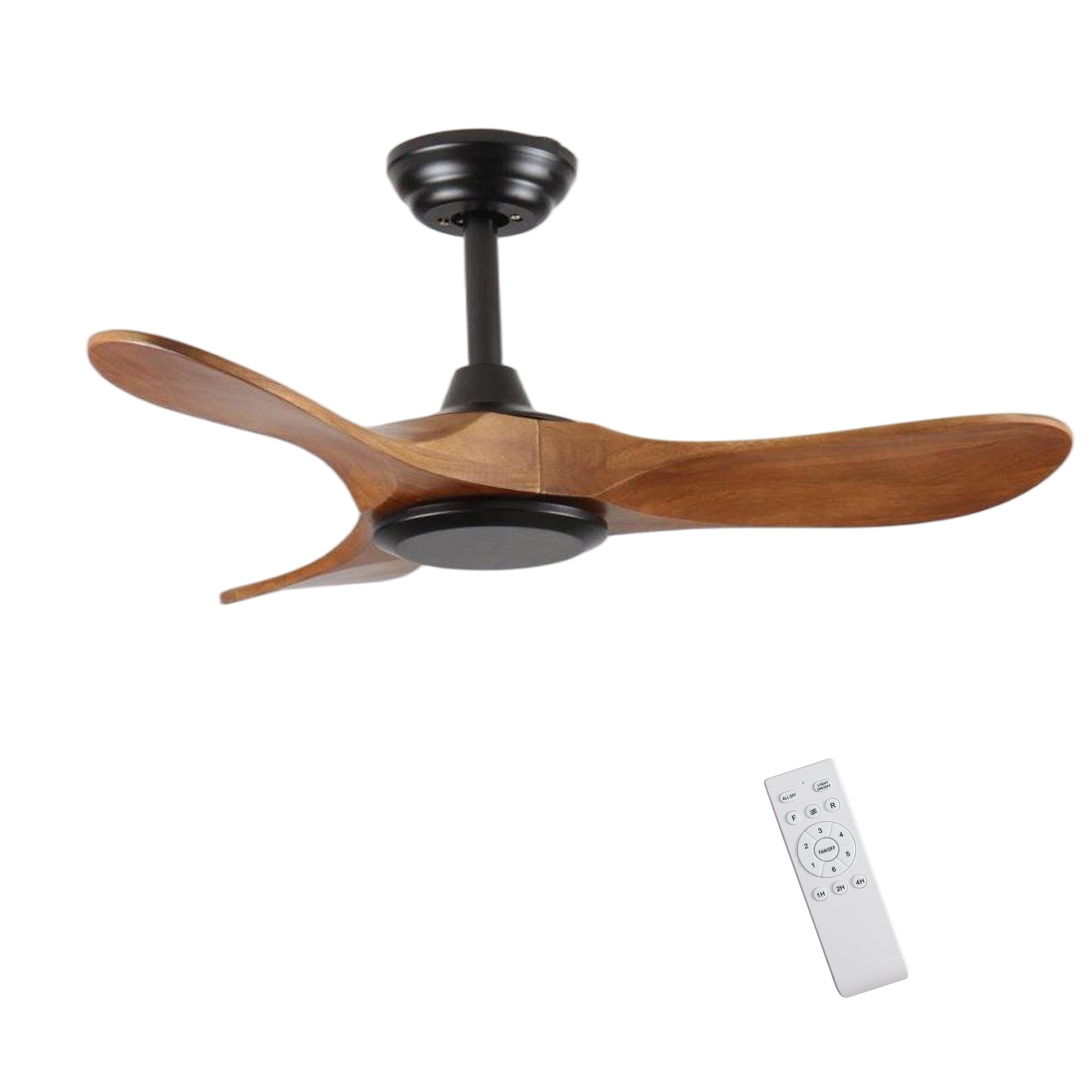 36' Wood Ceiling Fan NO light, 3 Reversible Blades, with 6 Speeds Reversible DC Motor,Low Profile Ceiling Fan with no light for Living Room Kitchen Bedroom