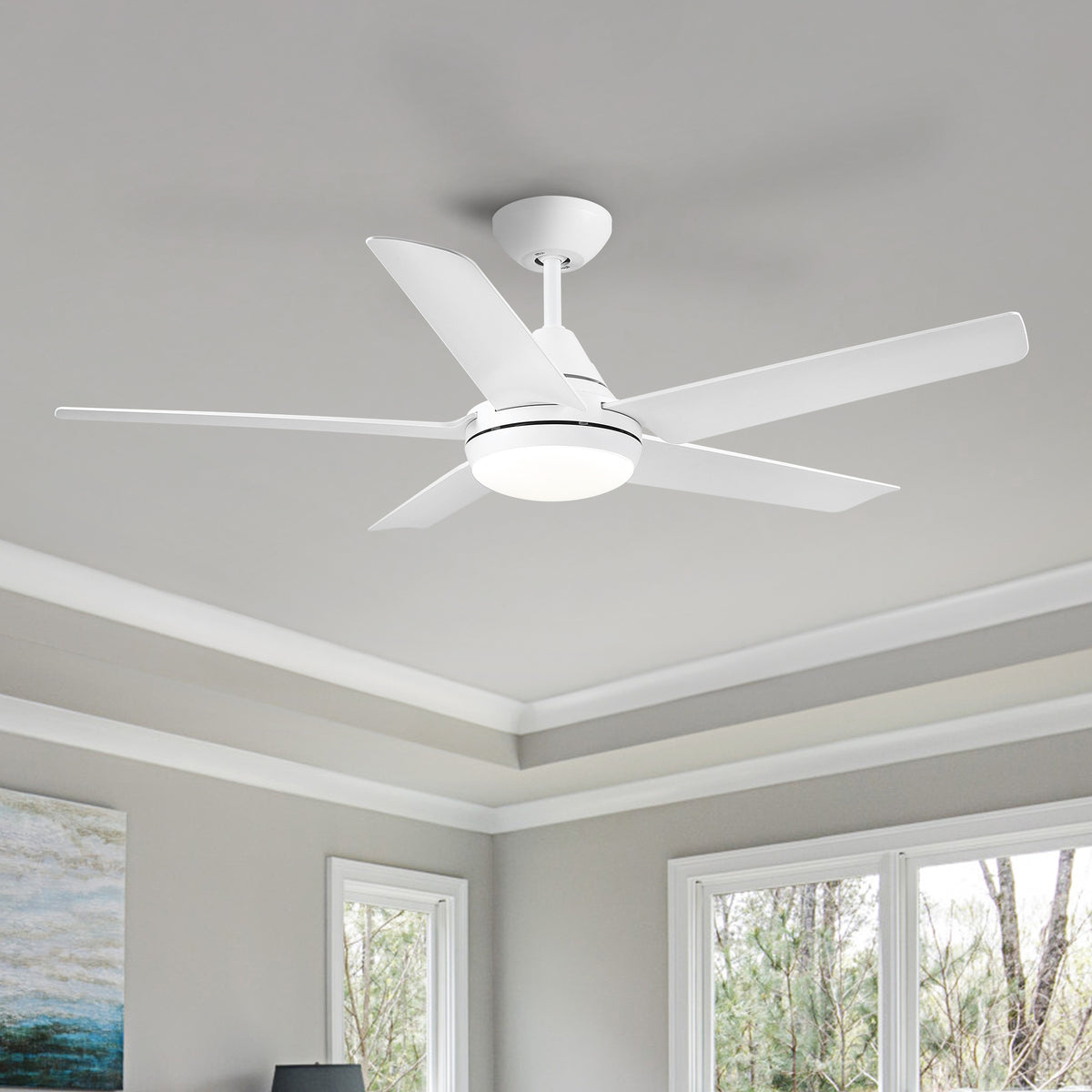 48 In Integrated LED Ceiling Fan with White ABS Blade