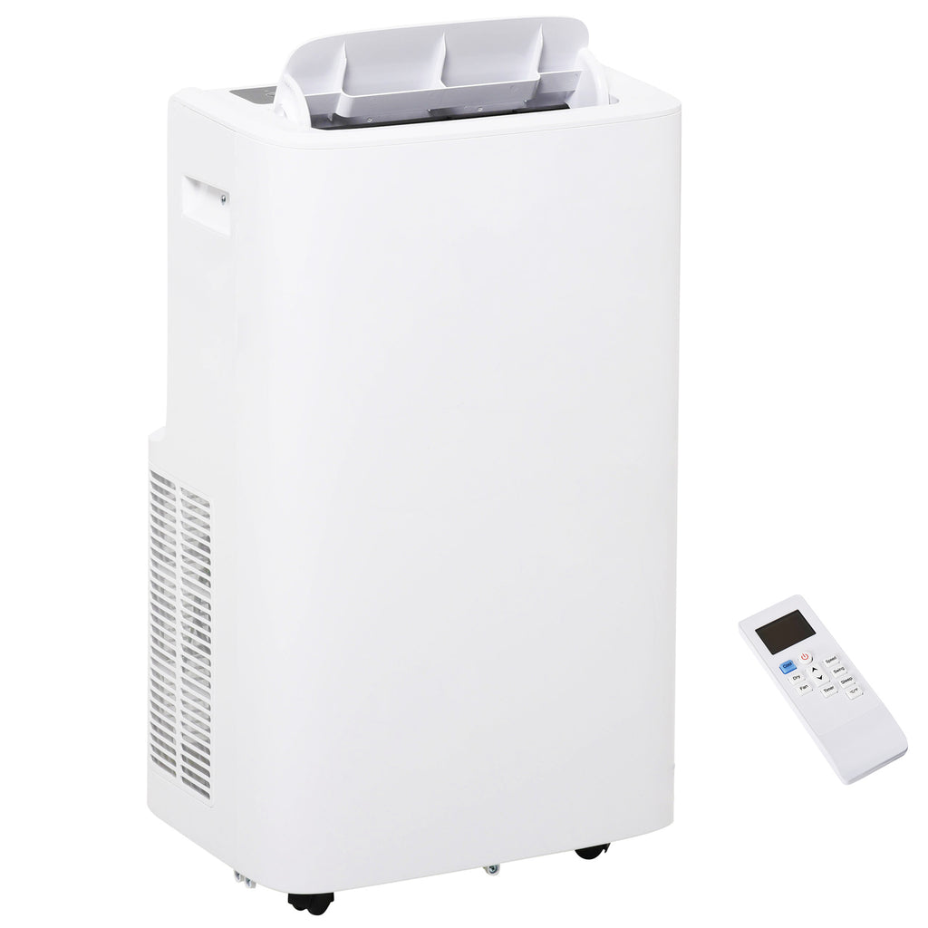 HOMCOM 12000 BTU Portable Air Conditioner for Rooms Up to 549 Sq.Ft., 4-in-1 Mobile AC Unit with Dehumidifier, Cooling Fan, Sleep Mode, Remote Control, 24H Timer, Window Installation Kit, White