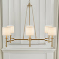6-light Chandelier with Fabric Drum Shades Antique Gold See below