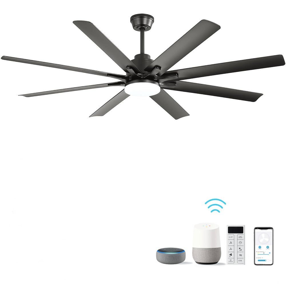 66 Inch Modern Ceiling Fan with Lights and Smart Remote Control 6 Speed Reversible Noiseless DC Motor for Indoor