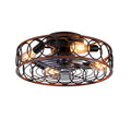 20 INCH Caged  Ceiling Fan with Lights and Remote Control  ,Reversible Motor, DC Remote Control,6 Speed Ceiling Fan,Timing Fan Lamp--NOT Included Bulbs(Matte Black )