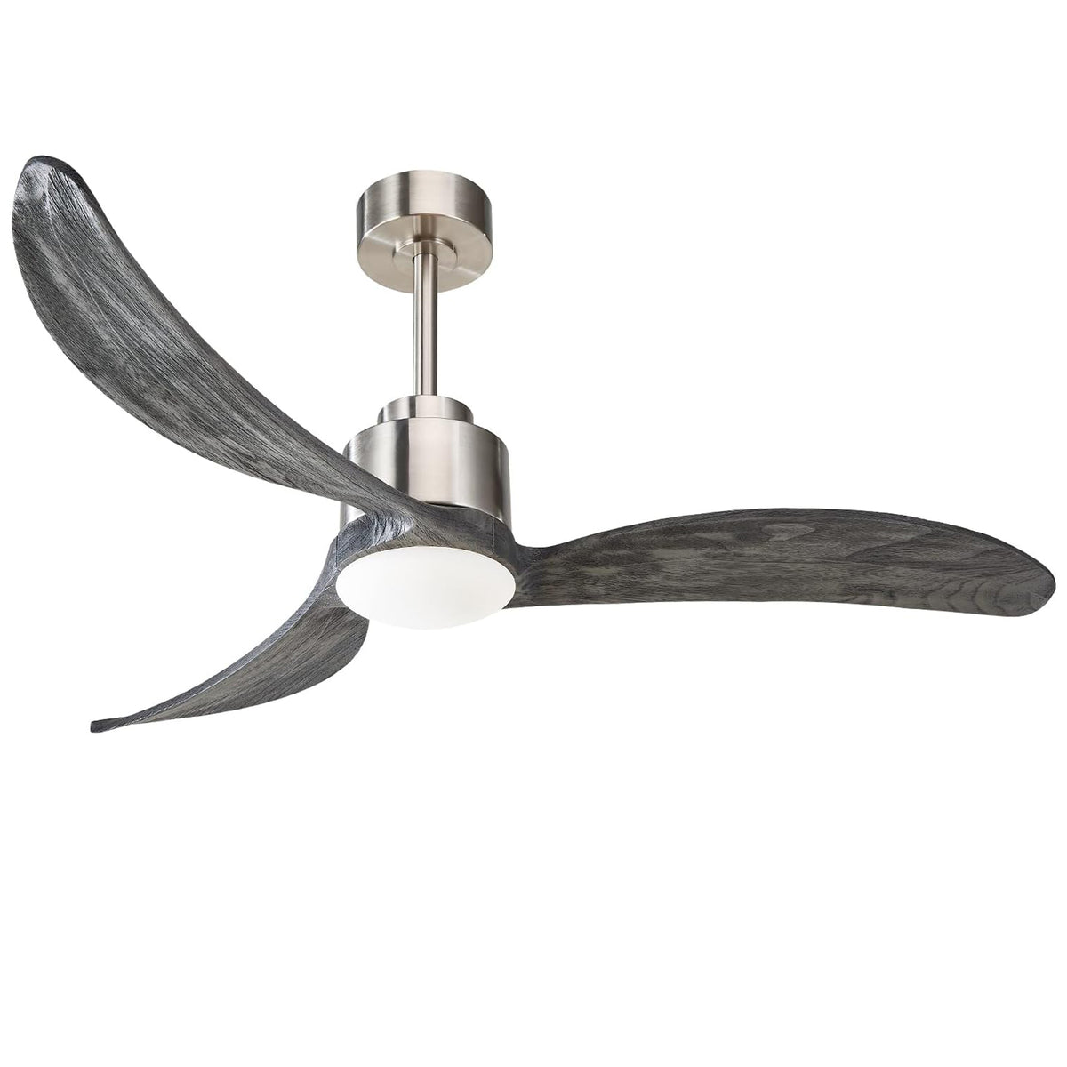 52' Ceiling Fan with LED Light Remote Control,Quiet DC Motor 6 Speed Levels,Adjust Height( 2 PCS Rod) Reversible Ceiling Fan, for Patio Living Room, Bedroom, Office,Indoor.(Nickel +Wood)